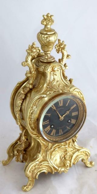 Antique Mantle Clock French Stunning C1870 Embossed Pierced Bronze Bell Striking 5
