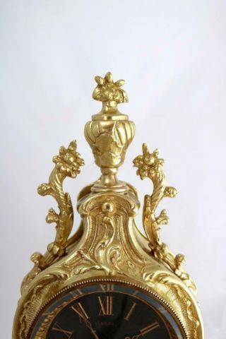 Antique Mantle Clock French Stunning C1870 Embossed Pierced Bronze Bell Striking 6