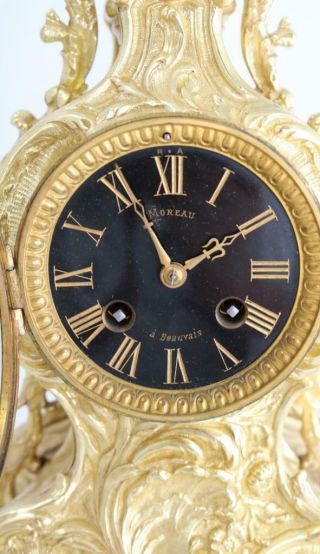 Antique Mantle Clock French Stunning C1870 Embossed Pierced Bronze Bell Striking 7
