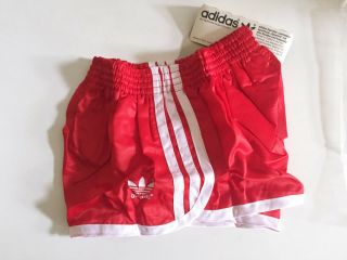 Adidas Vintage Red Sprinter Shorts Shiny D5 Small Nylon Glanz Swim Beach