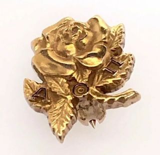 Rare Vintage Alpha Omicron Pi Rose Pin 10k Gold 1960’s