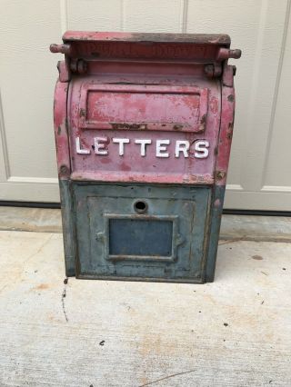Vintage U.  S.  Post Office Mail Box Cast Iron Carlisle Foundry Dated 1929