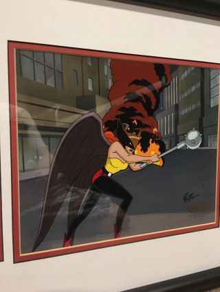 Very Rare Clampett Studio Hawkgirl Cel.  Justice League.  Signed from Bruce Timm 2