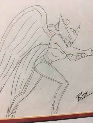 Very Rare Clampett Studio Hawkgirl Cel.  Justice League.  Signed from Bruce Timm 8