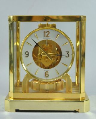 Atmos Jaeger Le Coultre Swiss Brass Clock 526 - 5 528 450337 Perpetual Time