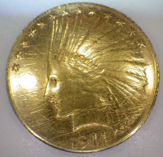 1911 - S Indian Head Eagle Gold Coin $10 Ten Dollar San Francisco Rare