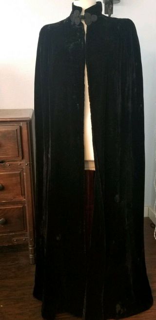 Vintage J.  L Hudson Co.  Black Velvet Full Length Opera Cape Edwardian Dracula