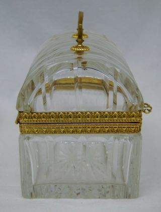 Vintage Lead Crystal Ormolu Casket Jewelry Box Trinket Chest West Germany A9467 3