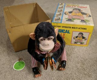 Vintage Musical Jolly Chimp W/box 7061 Daishin Japan Not 2