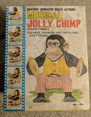 Vintage Musical Jolly Chimp W/box 7061 Daishin Japan Not 6