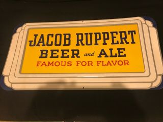 Vintage Jacob Ruppert Tin Beer And Ale Sign