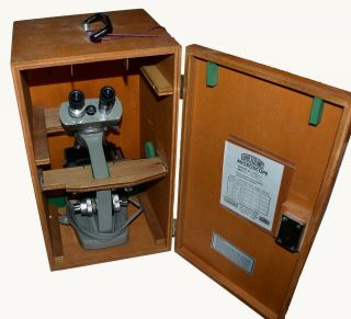 Vintage Bristoline 3003 Series Binocular Microscope With Fitted Wood Case