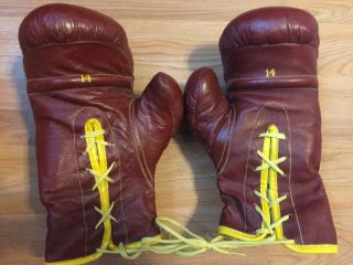 Everlast Vintage Leather 14 Ounce Boxing Fight Gloves 2