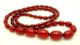 Vintage Cherry Amber Bakelite Faturan Bead Necklace 55 Grams