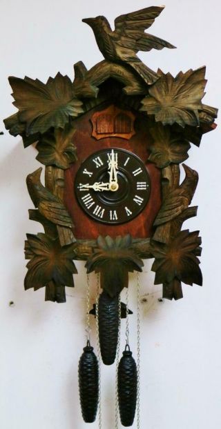 Rare Vintage Triple Weight Musical 1/4 Striking Automaton 2 Cuckoo Wall Clock