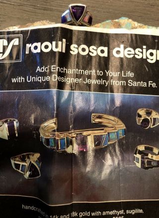 Very Rare Navajo Raoul Sosa 14K Gold Multi Gemstone Inlay Ring Size 6 $1895 Ret. 2