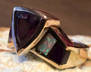 Very Rare Navajo Raoul Sosa 14K Gold Multi Gemstone Inlay Ring Size 6 $1895 Ret. 5