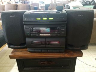Sony Stereo System Radio Am/fm Cd,  Tape Speakers Remote Vintage Sound Cfd - 646