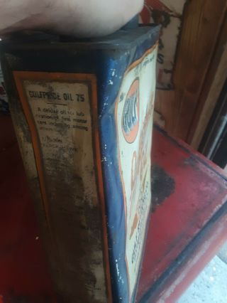 Rare Vintage Gulf Refining 100 Gulfpride Motor Oil One 1 Gallon Can Gas Station 7