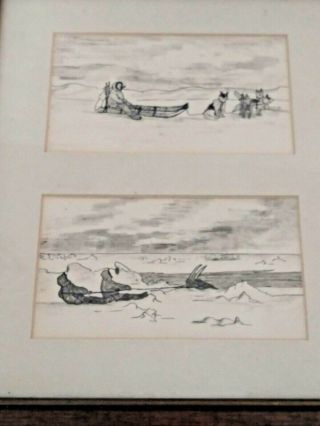 Vintage Florence Nupok 5 Drawings Alaskan Eskimo Hunting And Fishing 3