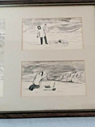 Vintage Florence Nupok 5 Drawings Alaskan Eskimo Hunting And Fishing 5