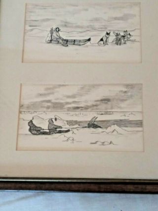 Vintage Florence Nupok 5 Drawings Alaskan Eskimo Hunting And Fishing 7
