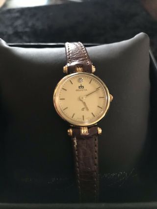 Helvetia Vintage Ladies Hand Winding 14k Diamond Swiss Made Wristwatch From 1960