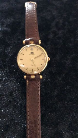 Helvetia Vintage Ladies Hand Winding 14k Diamond Swiss Made Wristwatch From 1960 3