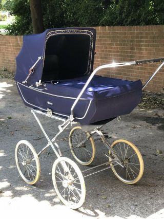 Vintage Marmet 1950’s Navy Blue Baby Carriage Stroller Pram Buggy