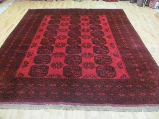 A Remarkable Old Handmade Afghan Oriental Wool On Wool Rug (310 X 248 Cm)