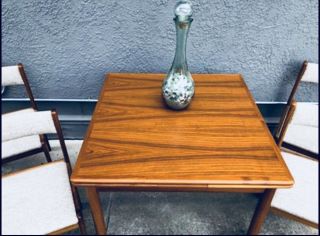Mid - Century Danish Teak Draw Leaf Expandable Dining Table and 4 chairs. 2
