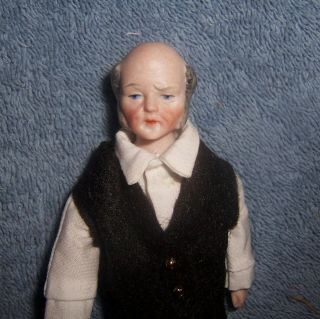 Antique Vintage German Bisque Dollhouse Doll House 6 " Grandfather Man Doll
