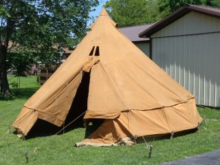 Vintage Woods Mfg Co Large Teepee Canvas Tent (boy Scout Or Encampment)
