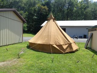 VINTAGE WOODS MFG CO LARGE TEEPEE CANVAS TENT (BOY SCOUT OR ENCAMPMENT) 4