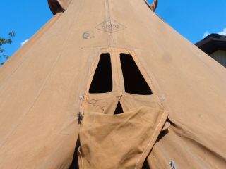 VINTAGE WOODS MFG CO LARGE TEEPEE CANVAS TENT (BOY SCOUT OR ENCAMPMENT) 6
