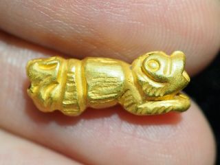 Lovely Antique Solid Gold 18k Pyu Leaping Tiger Amulet Bead Pendant