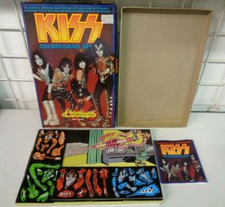 Vintage 1979 Aucoin Kiss Rock Band Colorforms Set Open Box Contents