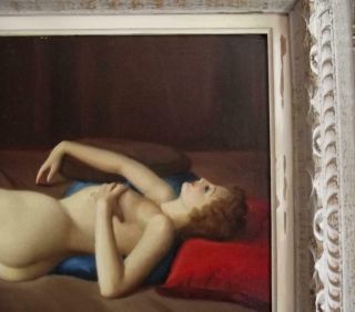 JOAN MAYOR Vintage FRENCH ART DECO Oil Painting Portrait of Reclining Nude 11