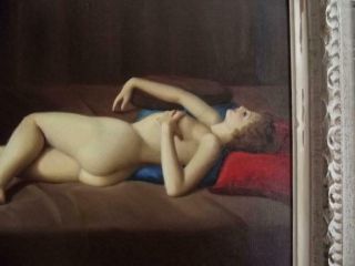 JOAN MAYOR Vintage FRENCH ART DECO Oil Painting Portrait of Reclining Nude 5