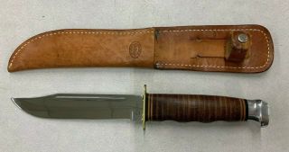 Vintage Kabar 1207 Hunting Knife With Leather Sheath Usa