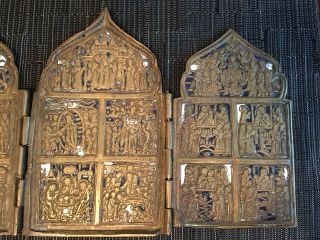 Antique Russian bronze Icon panel folding Skladen 
