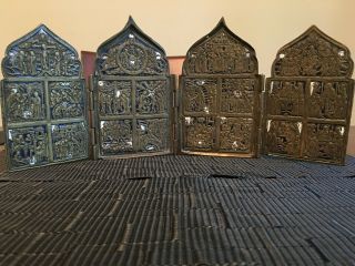 Antique Russian bronze Icon panel folding Skladen 