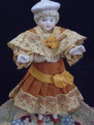 Antique C1900’s German Hertwig All Bisque Mignonette Doll With Rare Boots