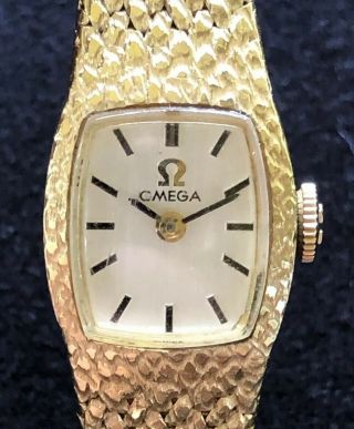 Ladies Vintage 14k Gold Omega Dress Watch - 6.  25 " L - 17j Wind - Italy