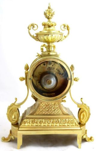 Antique Mantle Clock French Lovely 1870s Embossed Rococo Bronze Bell Striking 10