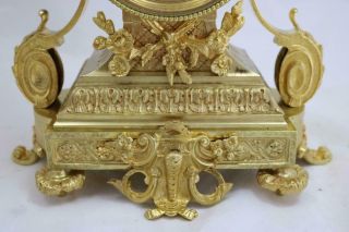Antique Mantle Clock French Lovely 1870s Embossed Rococo Bronze Bell Striking 8