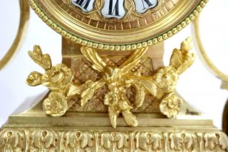 Antique Mantle Clock French Lovely 1870s Embossed Rococo Bronze Bell Striking 9