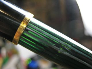vtg Pelikan 140 Semi Flex EF 14K Nib Fountain Pen Black Gold & Green 6