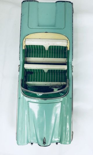 Vintage 1958 Tin litho Toy Car Ford Edsel Friction Convertible Car Haji Japan 9