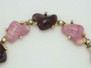 Vintage HOBE MAYORKA PETALS Bracelet Pink Purple Art Glass Gorgeous 5
